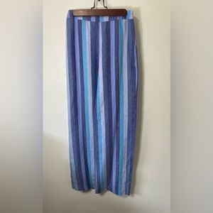 Karina Grimaldi Revolve Blue Linen Wide Leg Striped Pants Long Tall Fit size XS